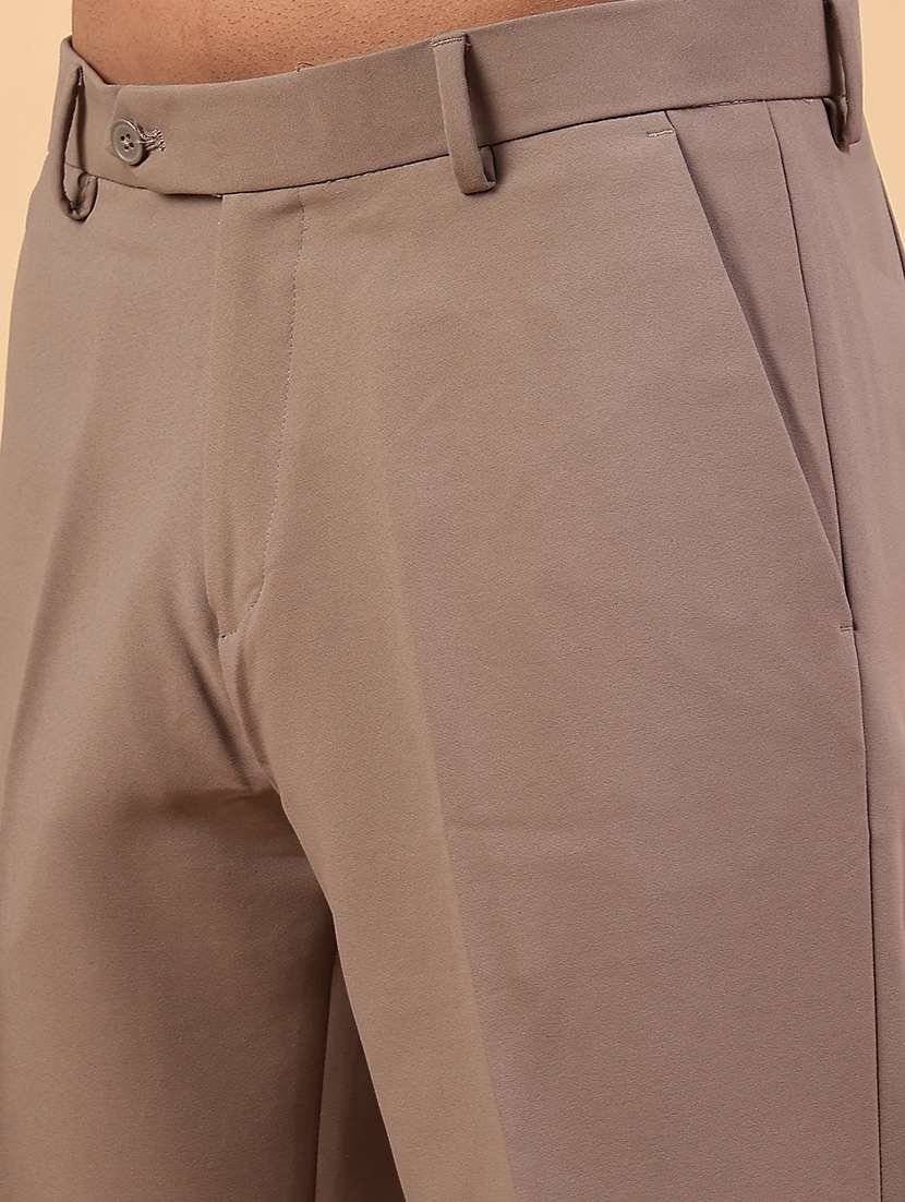 Men Solid Mid Rise Regular Fit Trouser - 22459655 -  Standard Image - 1