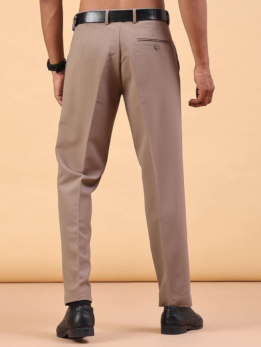 Men Solid Mid Rise Regular Fit Trouser - 22459655 -  Standard Image - 4