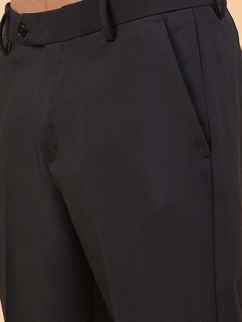 men solid mid rise regular fit trouser - 22459656 -  Standard Image - 1