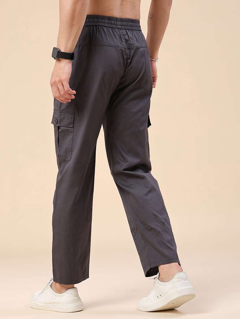 men solid mid rise regular fit cargo  - 22459765 -  Standard Image - 4