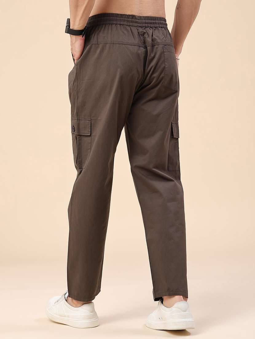 Men Solid Mid Rise Regular Fit Cargo - 22459766 -  Standard Image - 4