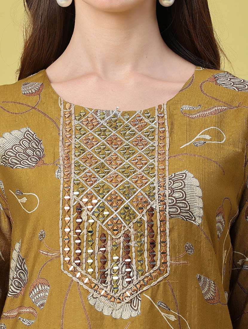 women printed three quarter sleeve kurta pant with dupatta set - 22459908 -  Standard Image - 4