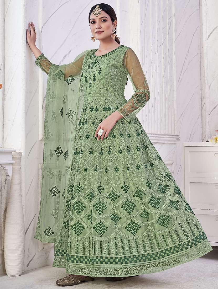 women solid with work semi stitched suit set - 22459932 -  Standard Image - 1
