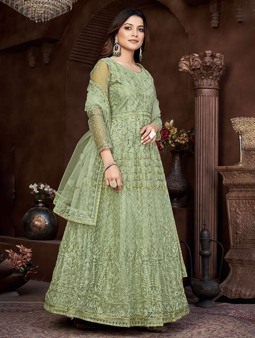 women solid with work semi stitched suit set - 22459934 -  Standard Image - 1