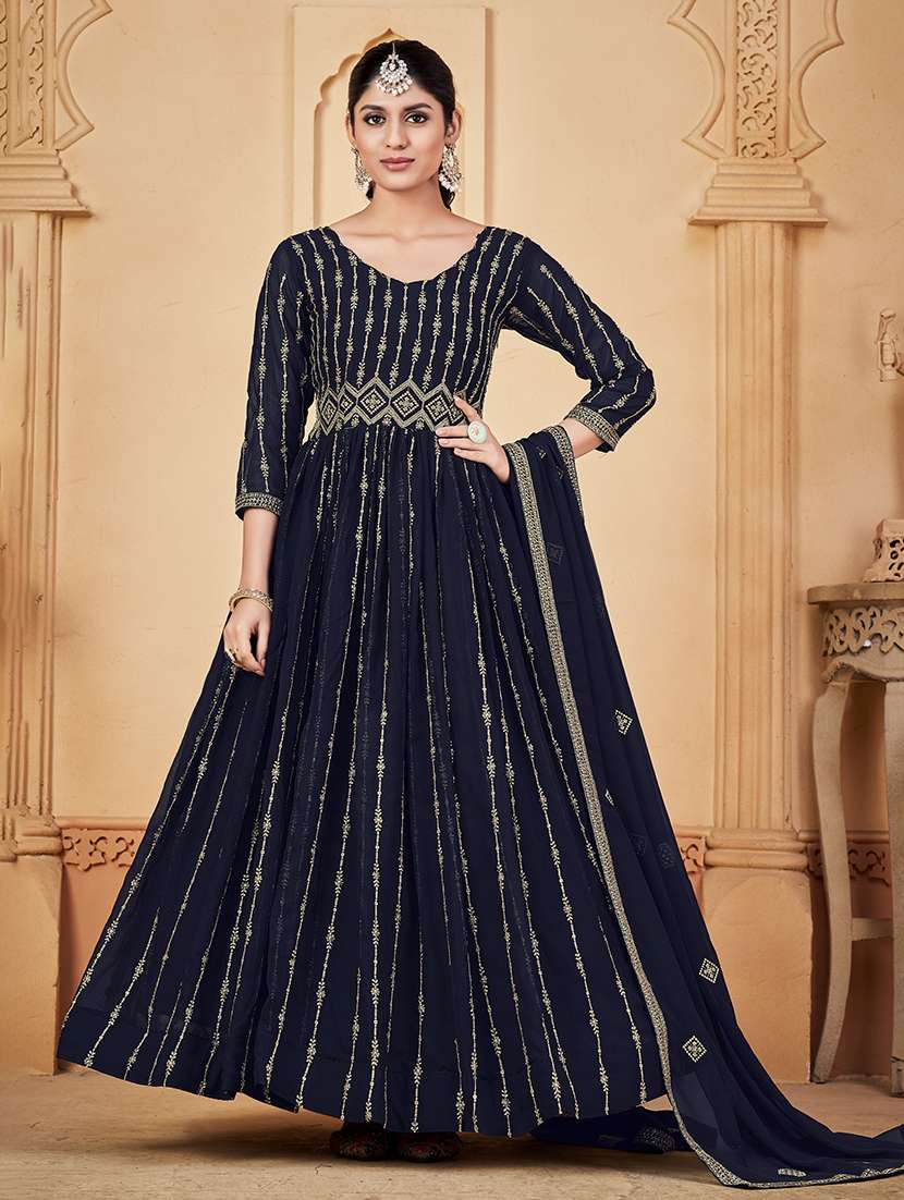 women solid with work semi stitched suit set - 22459936 -  Standard Image - 1