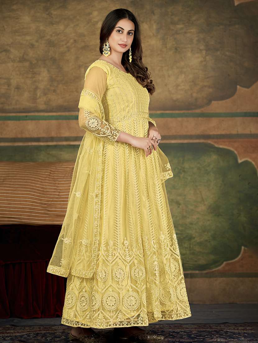 women solid with work semi stitched suit set - 22459939 -  Standard Image - 1