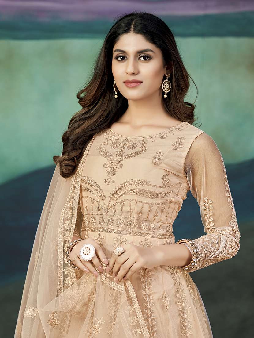 women solid with work semi stitched suit set - 22459940 -  Standard Image - 4