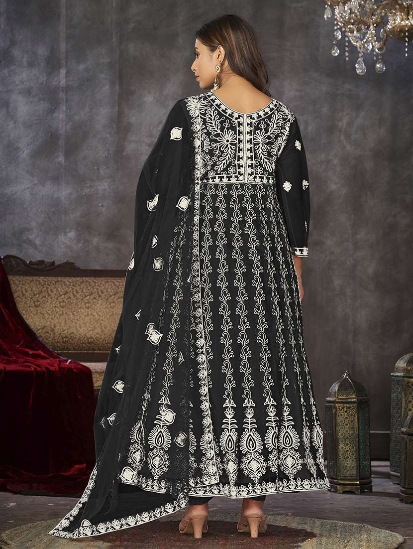 women solid with work semi stitched suit set - 22459954 -  Standard Image - 1