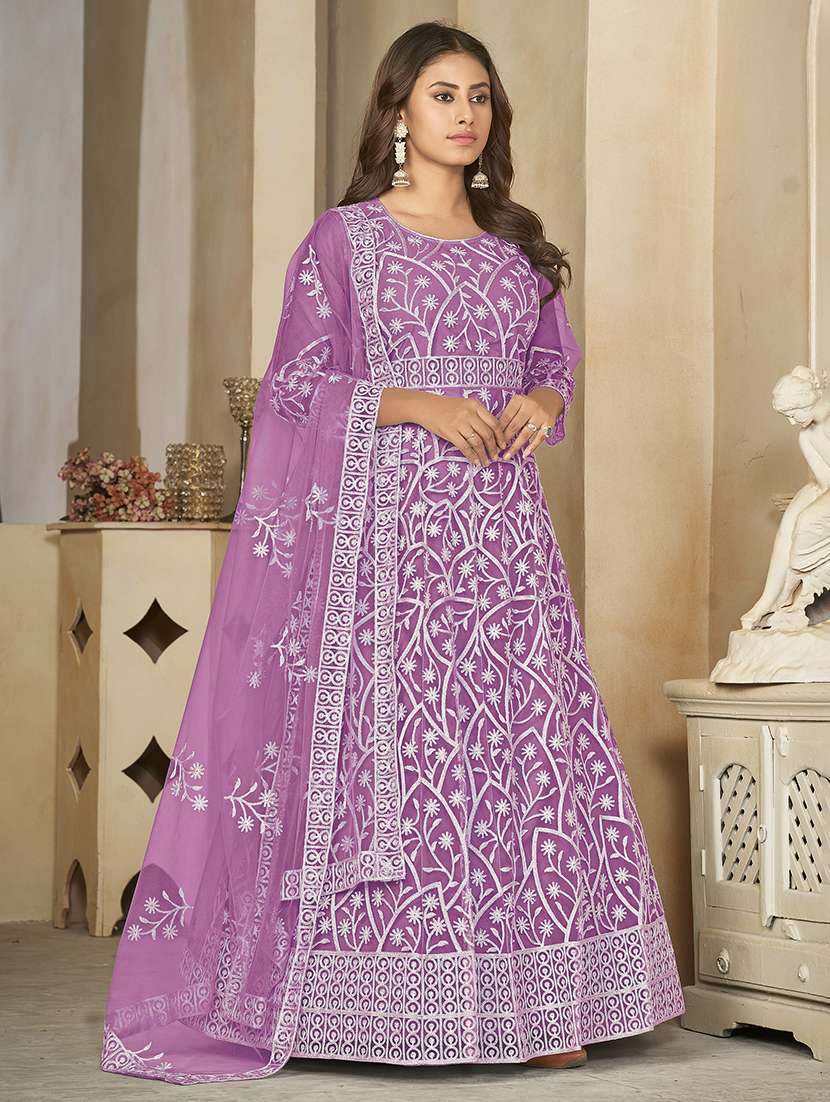 women solid with work semi stitched suit set - 22459964 -  Standard Image - 1