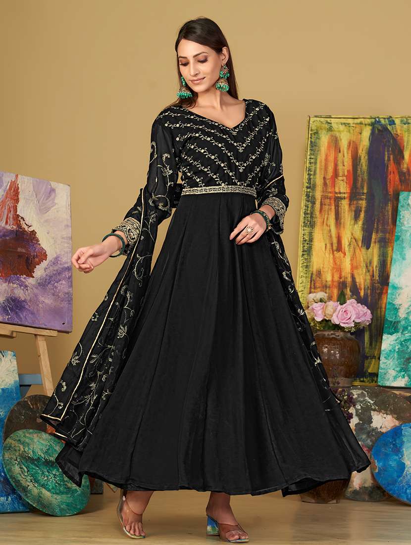 women solid with work semi stitched suit set - 22459970 -  Standard Image - 1