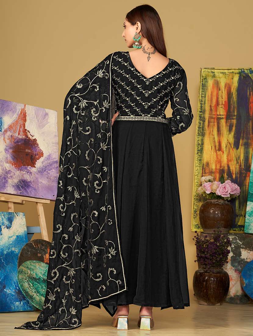 women solid with work semi stitched suit set - 22459970 -  Standard Image - 4