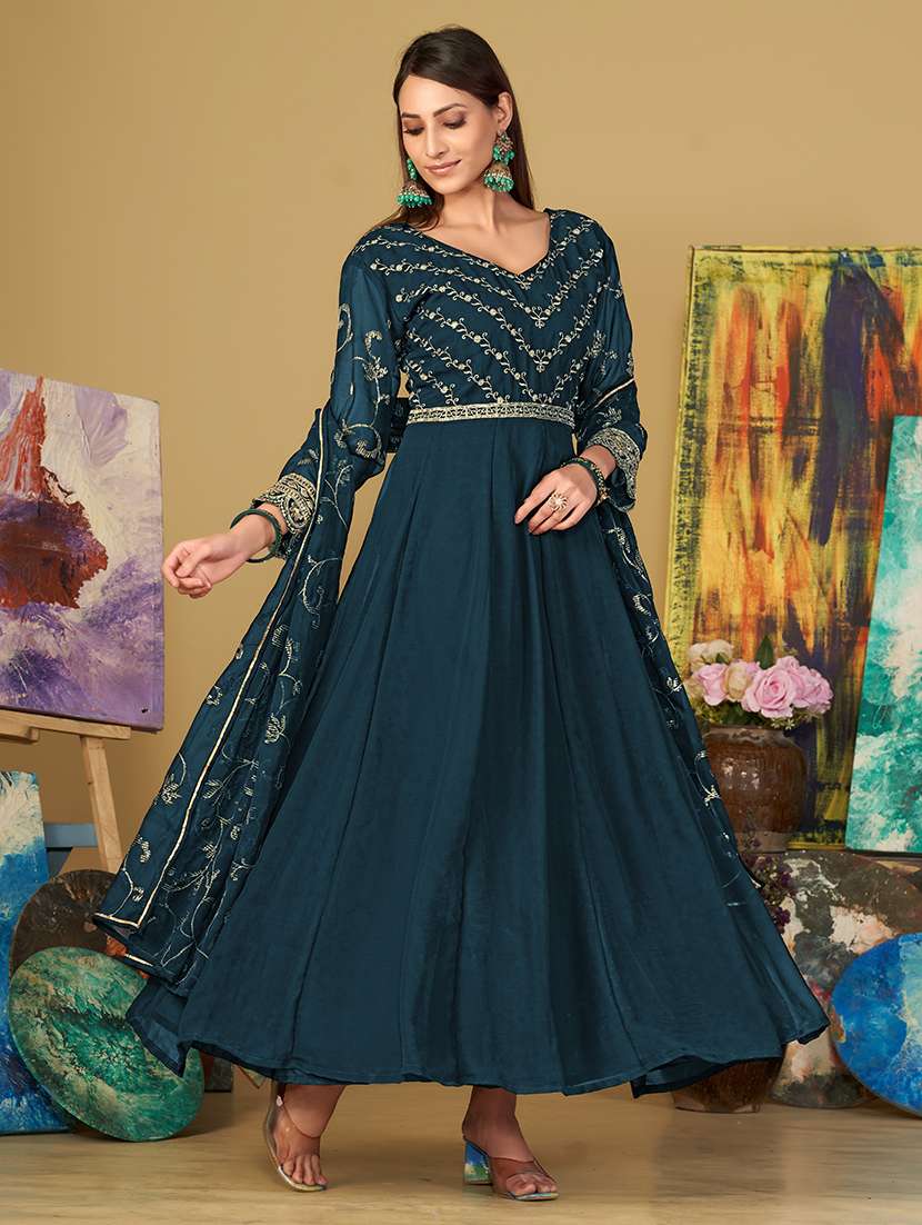 women solid with work semi stitched suit set - 22459976 -  Standard Image - 1