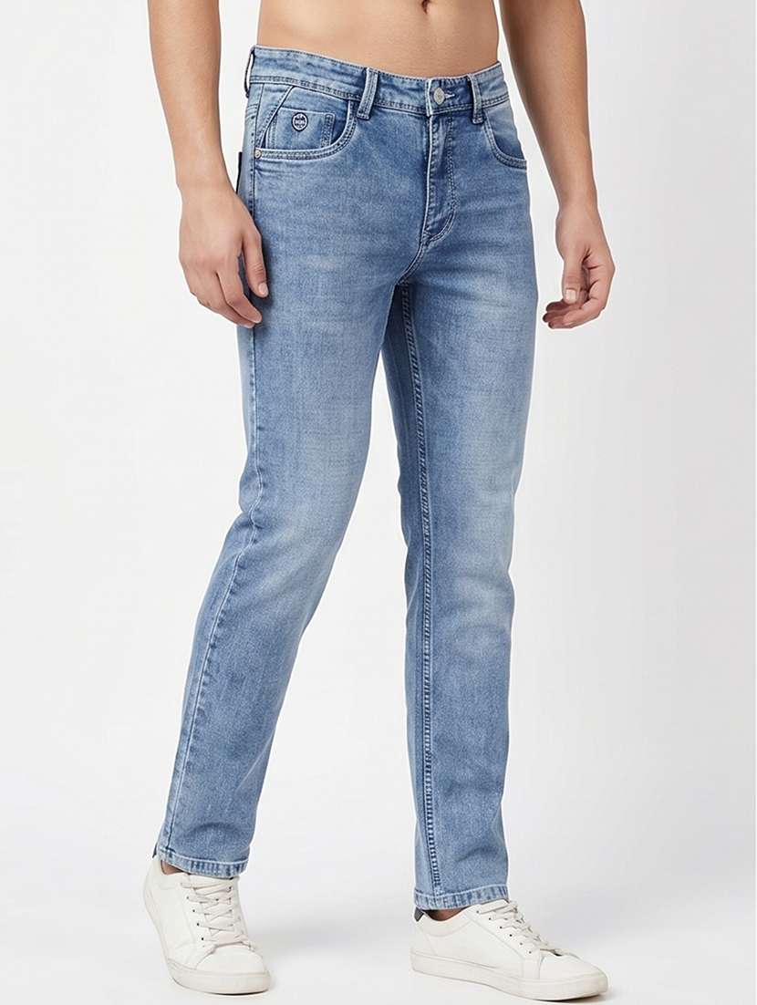 men washed mid rise slim fit jeans