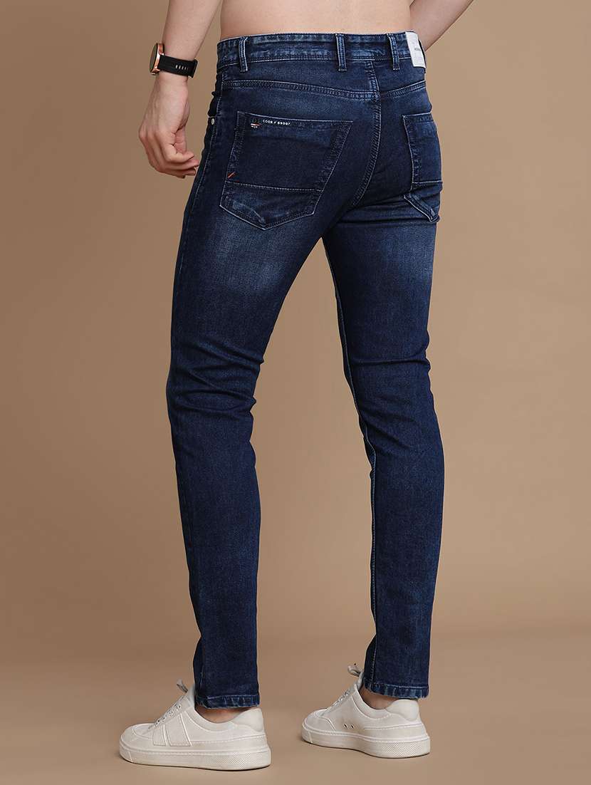 men washed mid rise full length skinny fit jeans - 22460221 -  Standard Image - 4