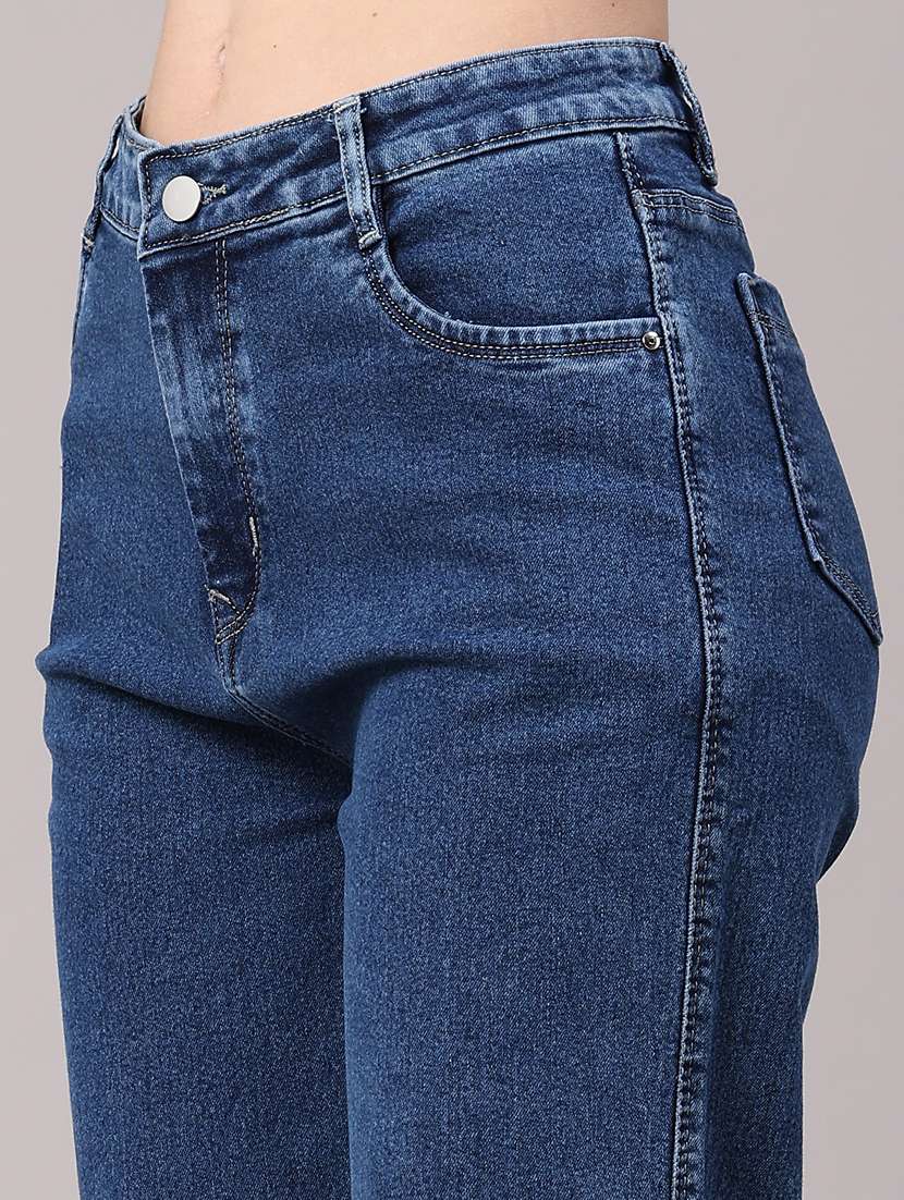 women solid mid rise straight fit jeans - 22460323 -  Standard Image - 1
