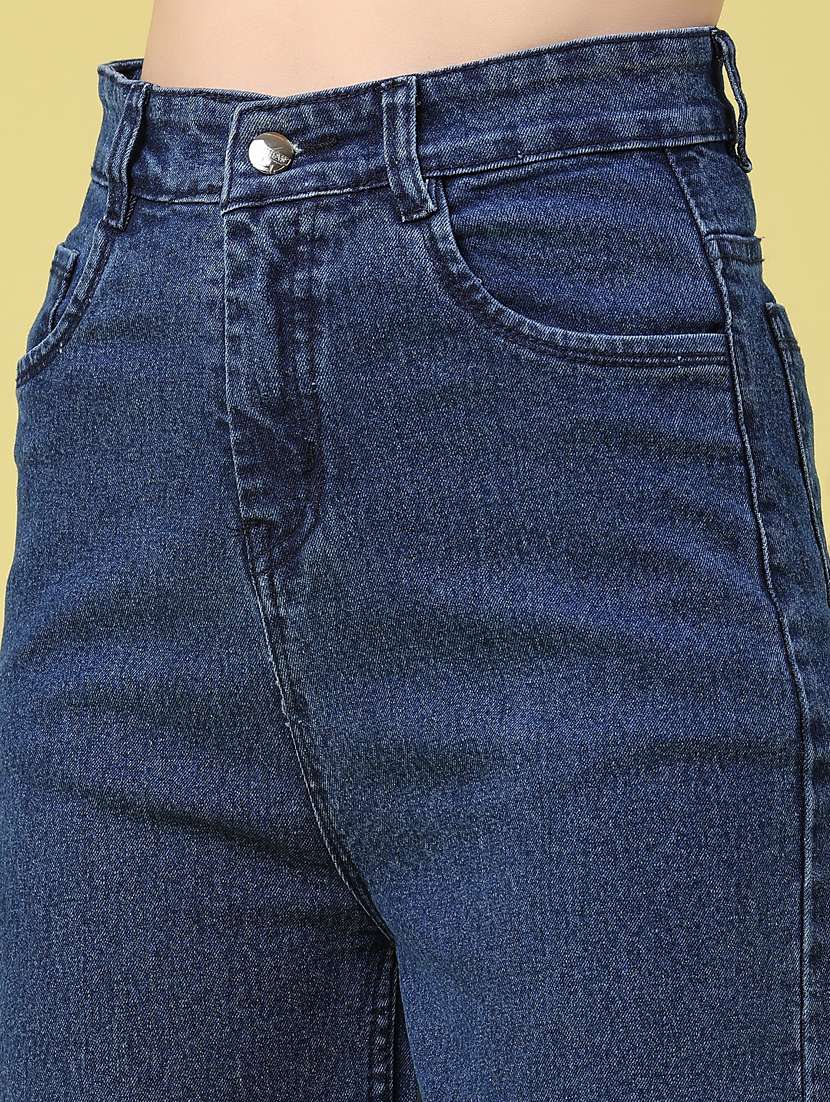 women solid high rise wide leg jeans - 22460325 -  Standard Image - 1