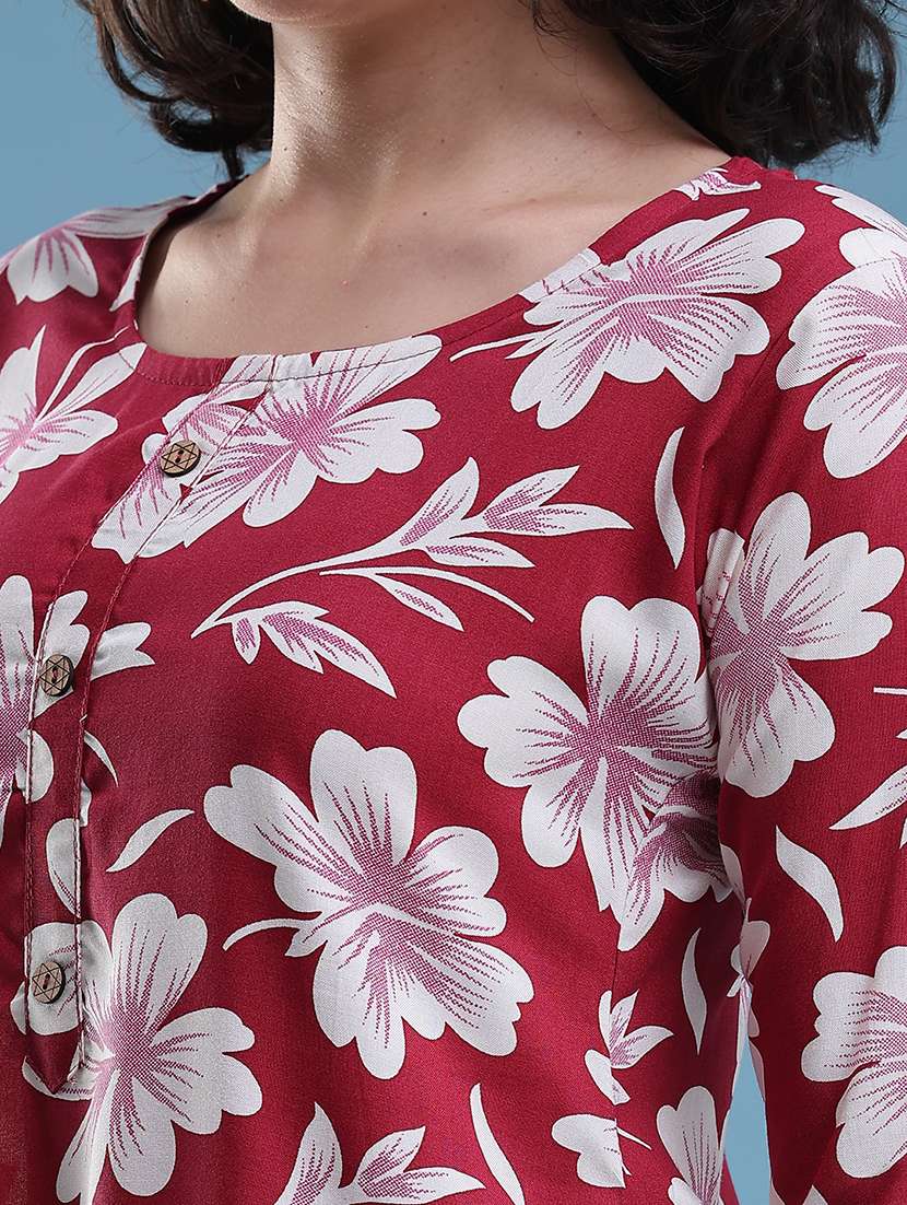 women floral three quarter sleeve ethnic co-ord set - 22460335 -  Standard Image - 1