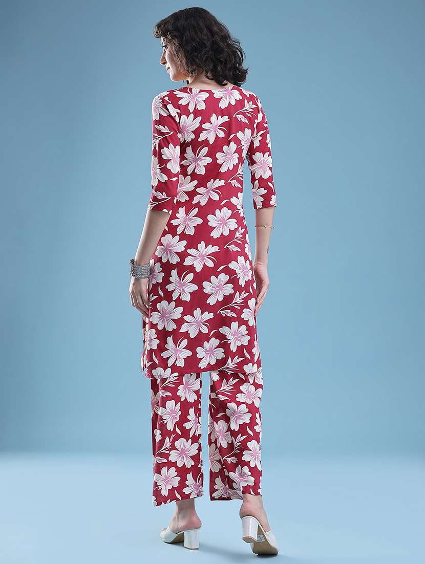 women floral three quarter sleeve ethnic co-ord set - 22460335 -  Standard Image - 4
