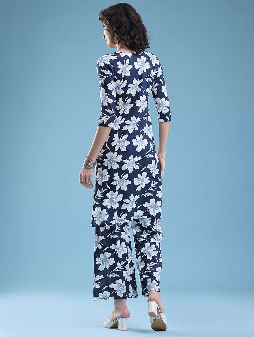 women floral three quarter sleeve ethnic co-ord set - 22460336 -  Standard Image - 4