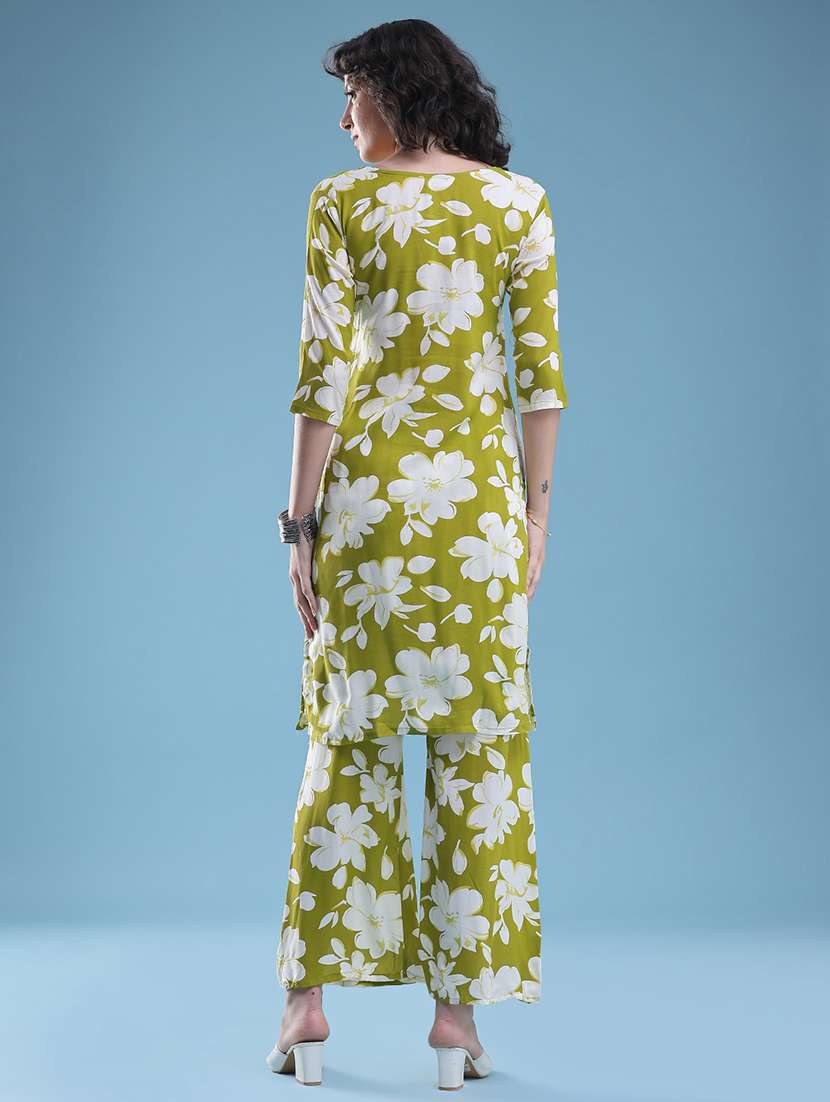 women floral three quarter sleeve ethnic co-ord set - 22460340 -  Standard Image - 4