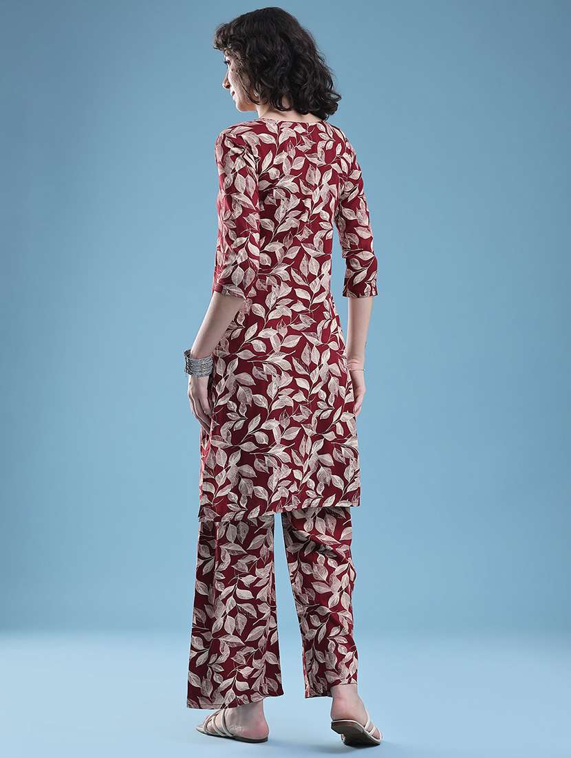 women printed three quarter sleeve ethnic co-ord set - 22460341 -  Standard Image - 4