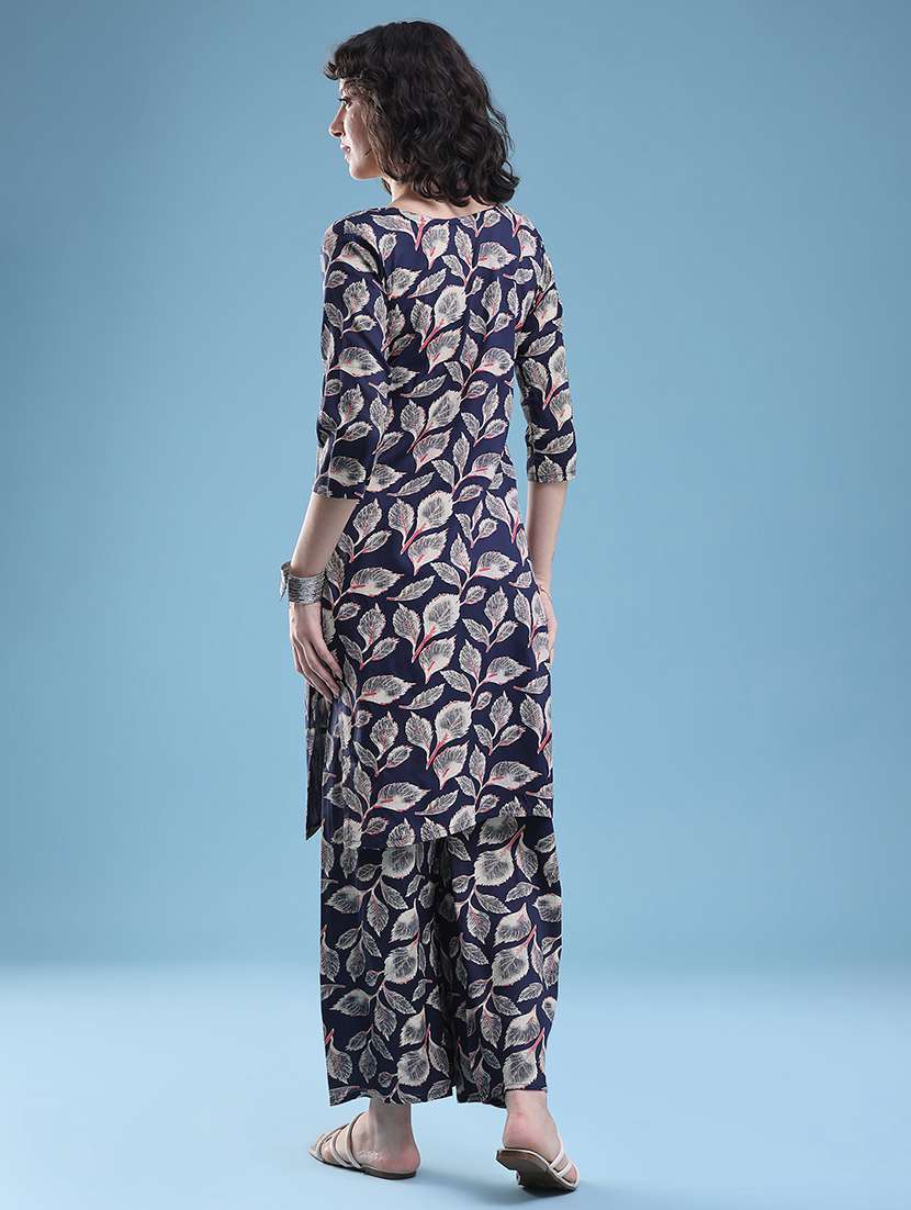 women printed three quarter sleeve ethnic co-ord set - 22460342 -  Standard Image - 4