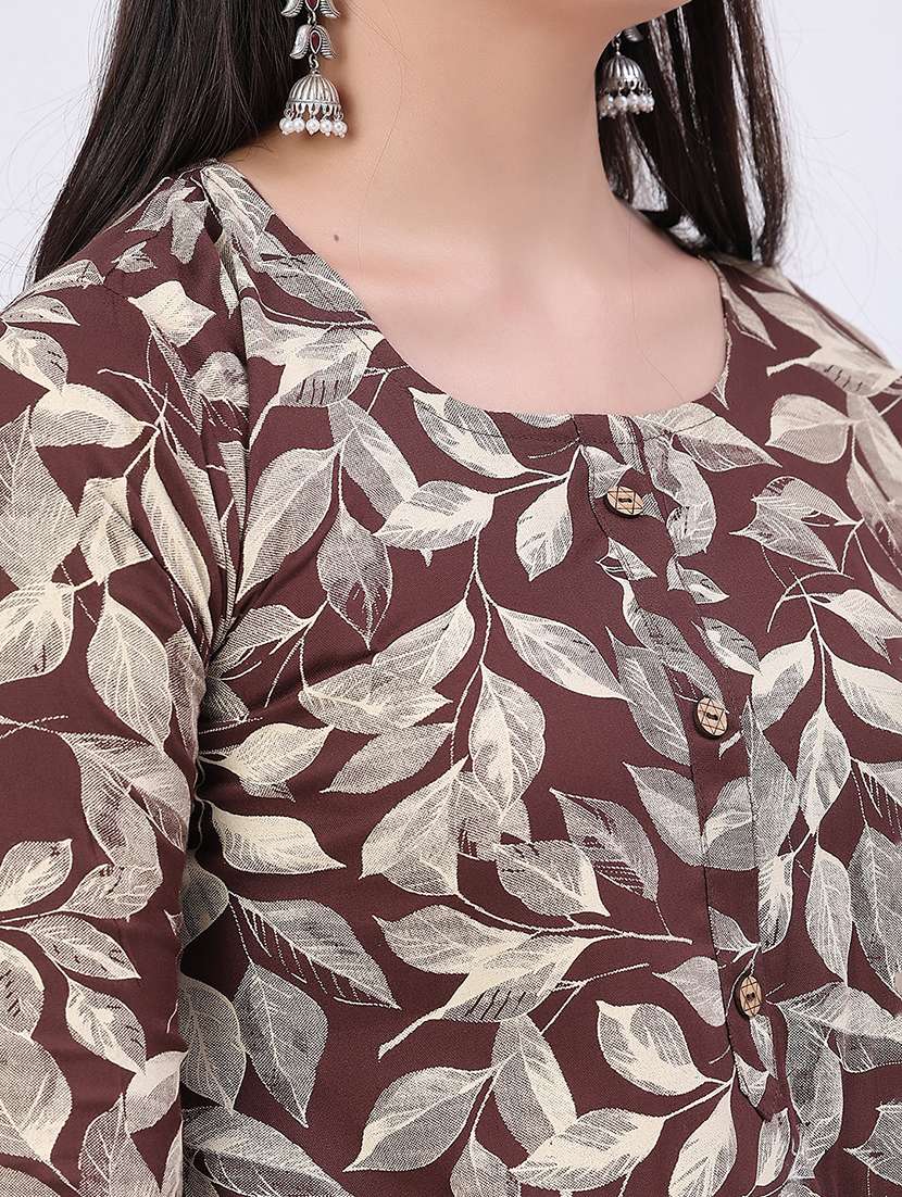 women printed three quarter sleeve ethnic co-ord set - 22460343 -  Standard Image - 1