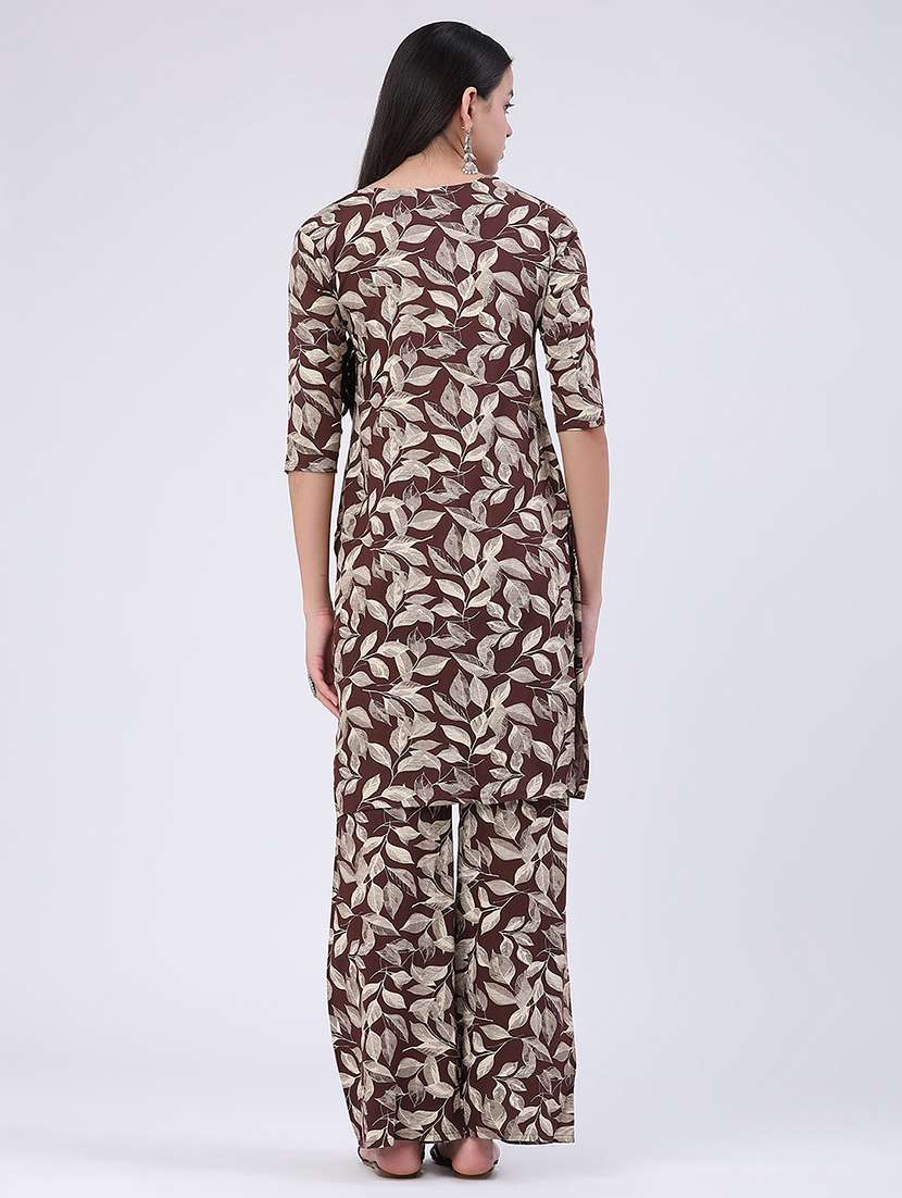women printed three quarter sleeve ethnic co-ord set - 22460343 -  Standard Image - 4