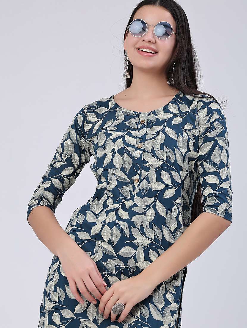 women printed three quarter sleeve ethnic co-ord set - 22460347 -  Standard Image - 1