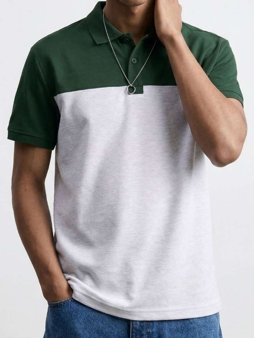 men color block short sleeve regular fit polo t-shirt - 22460572 -  Standard Image - 4