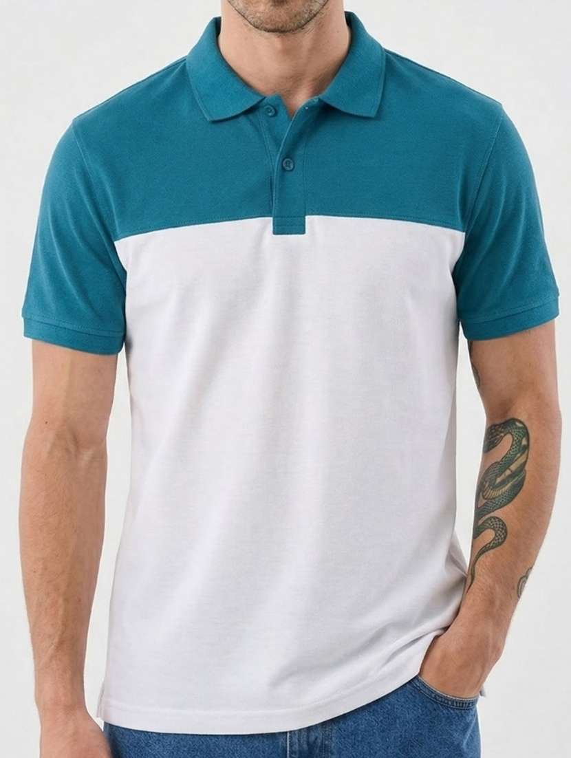 men color block short sleeve regular fit polo t-shirt - 22460574 -  Standard Image - 4