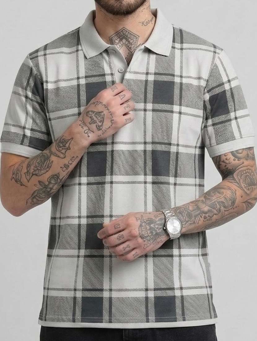 men checkered short sleeve regular fit polo t-shirt - 22460589 -  Standard Image - 4