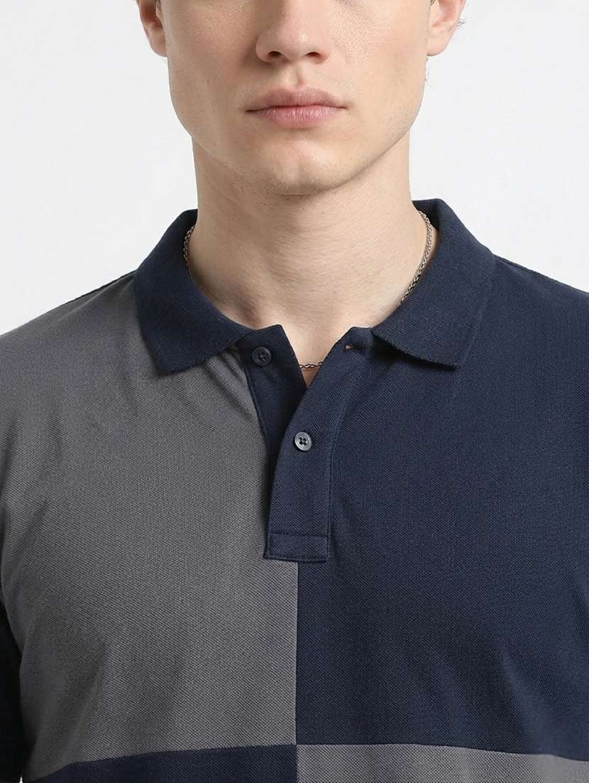 men color block short sleeve regular fit polo t-shirt - 22460606 -  Standard Image - 1