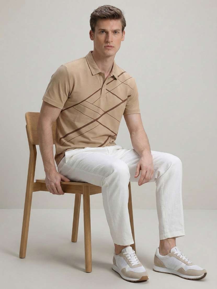 men printed short sleeve regular fit polo t-shirt