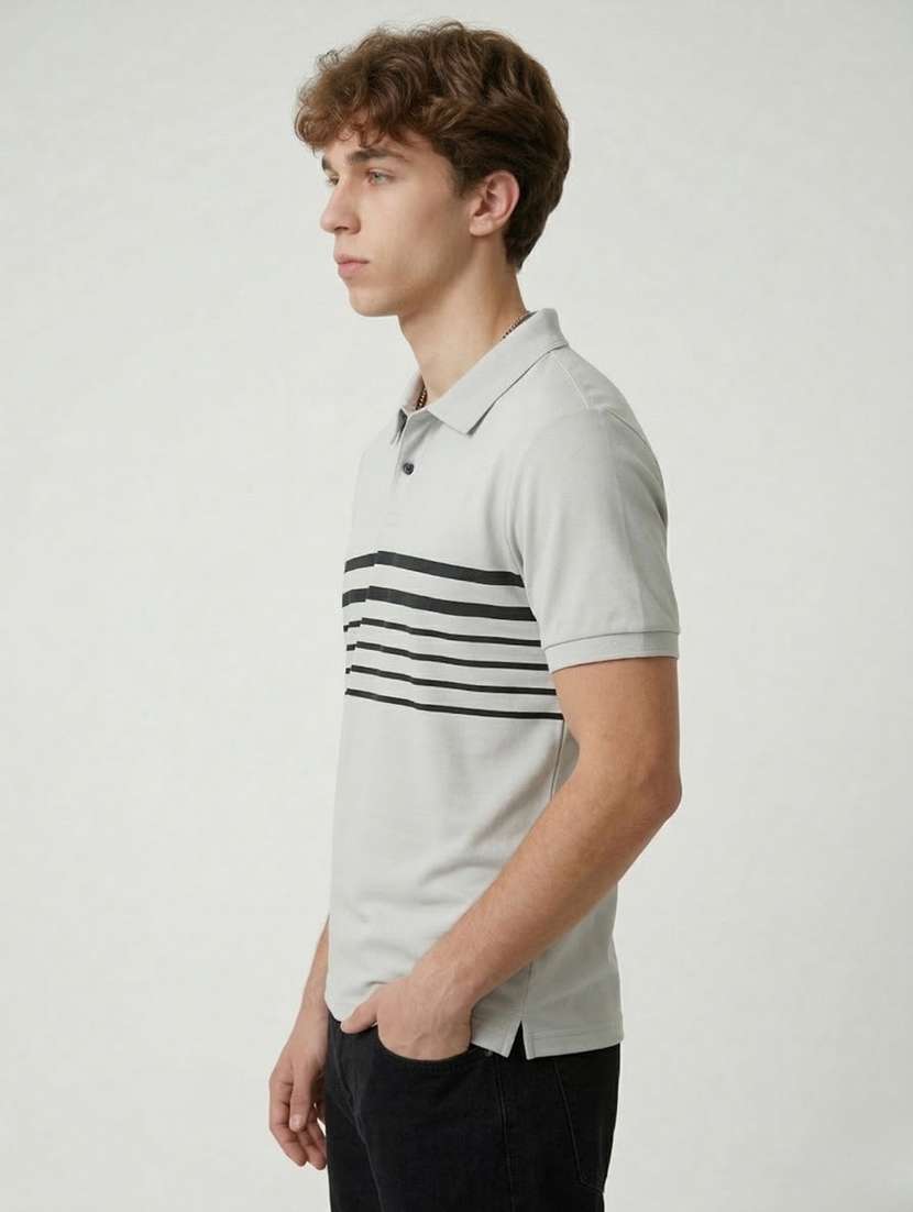 men striped short sleeve regular fit polo t-shirt - 22460611 -  Standard Image - 1
