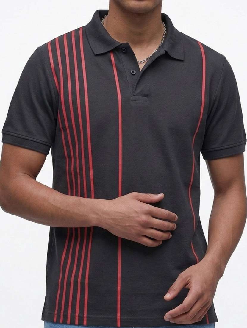 men striped short sleeve regular fit polo t-shirt - 22460614 -  Standard Image - 4