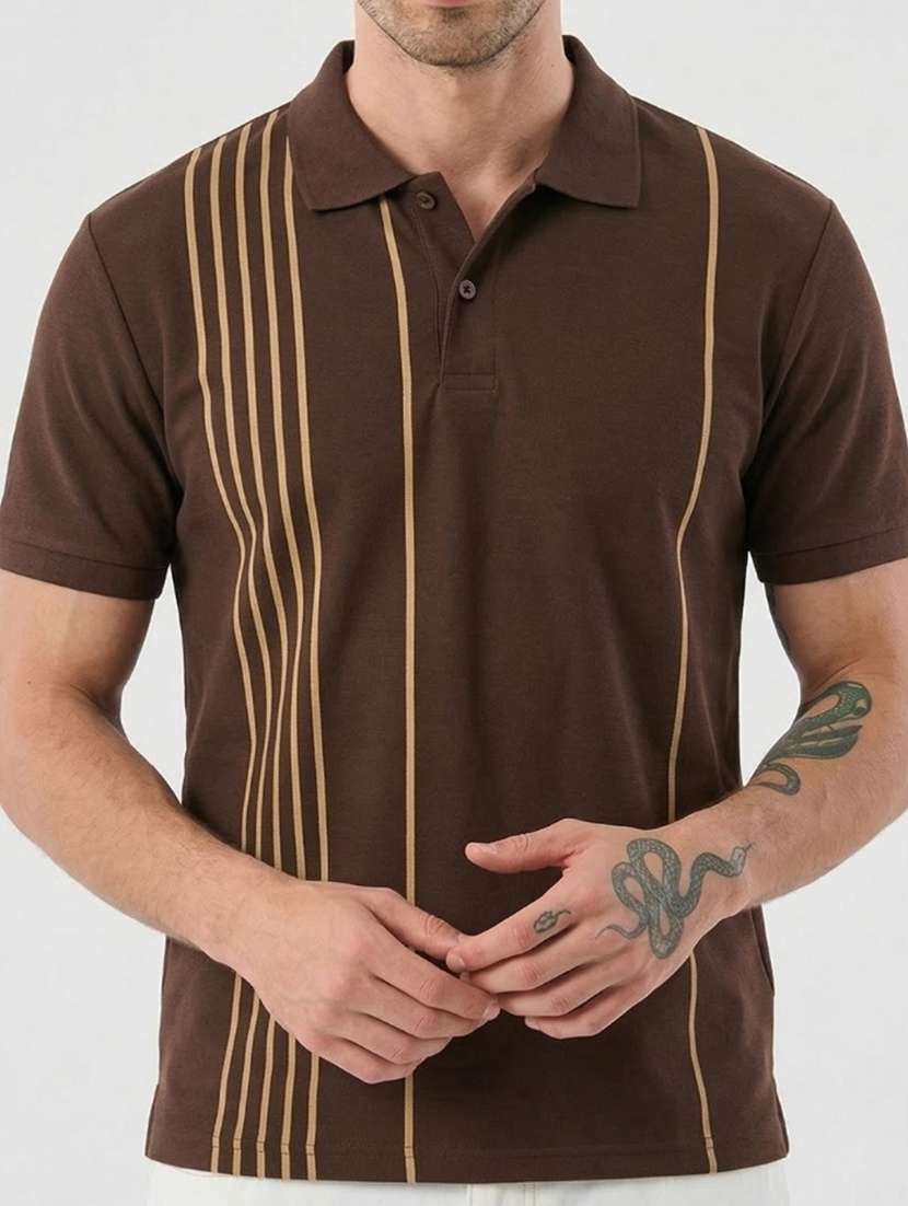 men striped short sleeve regular fit polo t-shirt - 22460615 -  Standard Image - 4
