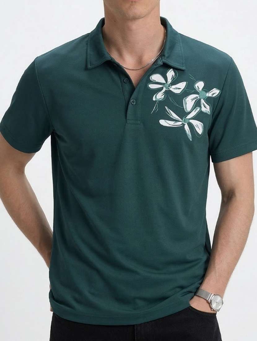men printed short sleeve regular fit polo t-shirt - 22460617 -  Standard Image - 4