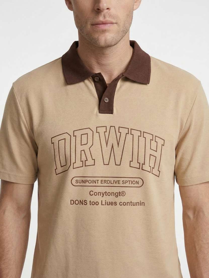 men typographic short sleeve regular fit polo t-shirt - 22460657 -  Standard Image - 1