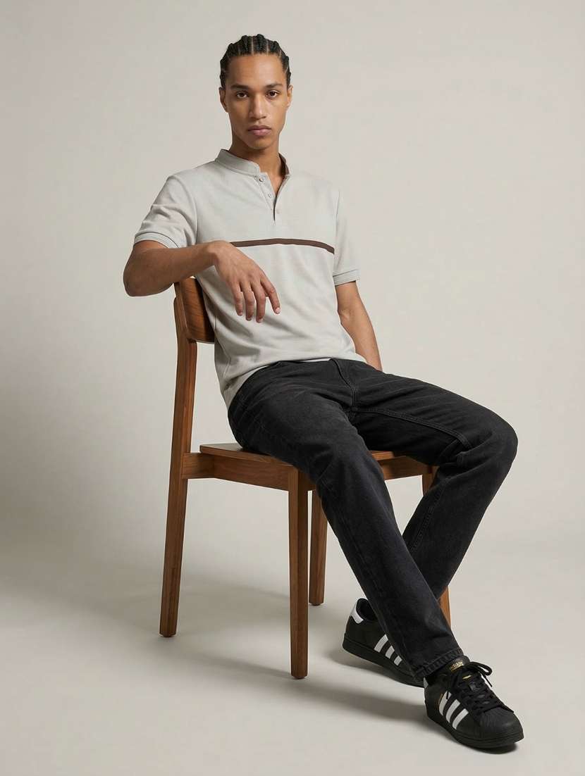 men solid short sleeve regular fit t-shirha