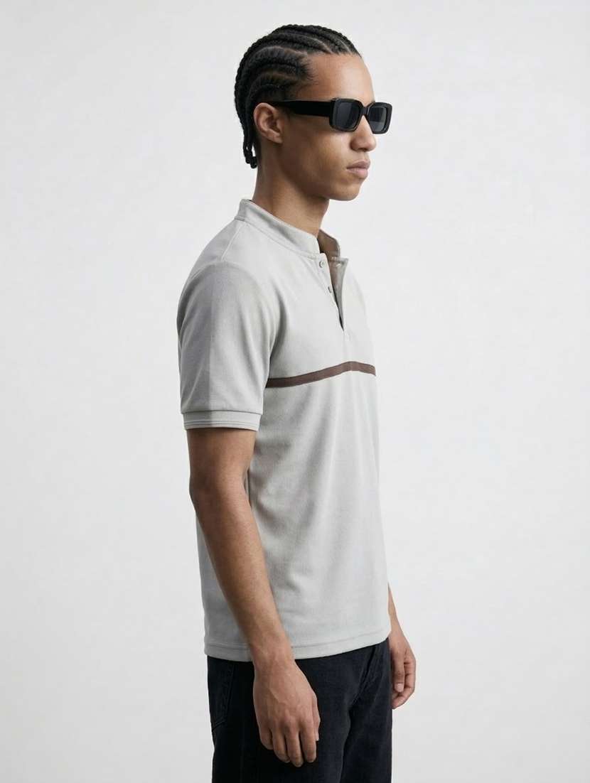 men solid short sleeve regular fit t-shirha - 22460679 -  Standard Image - 1