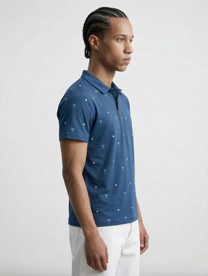 men printed short sleeve regular fit polo t-shirt - 22460681 -  Standard Image - 1