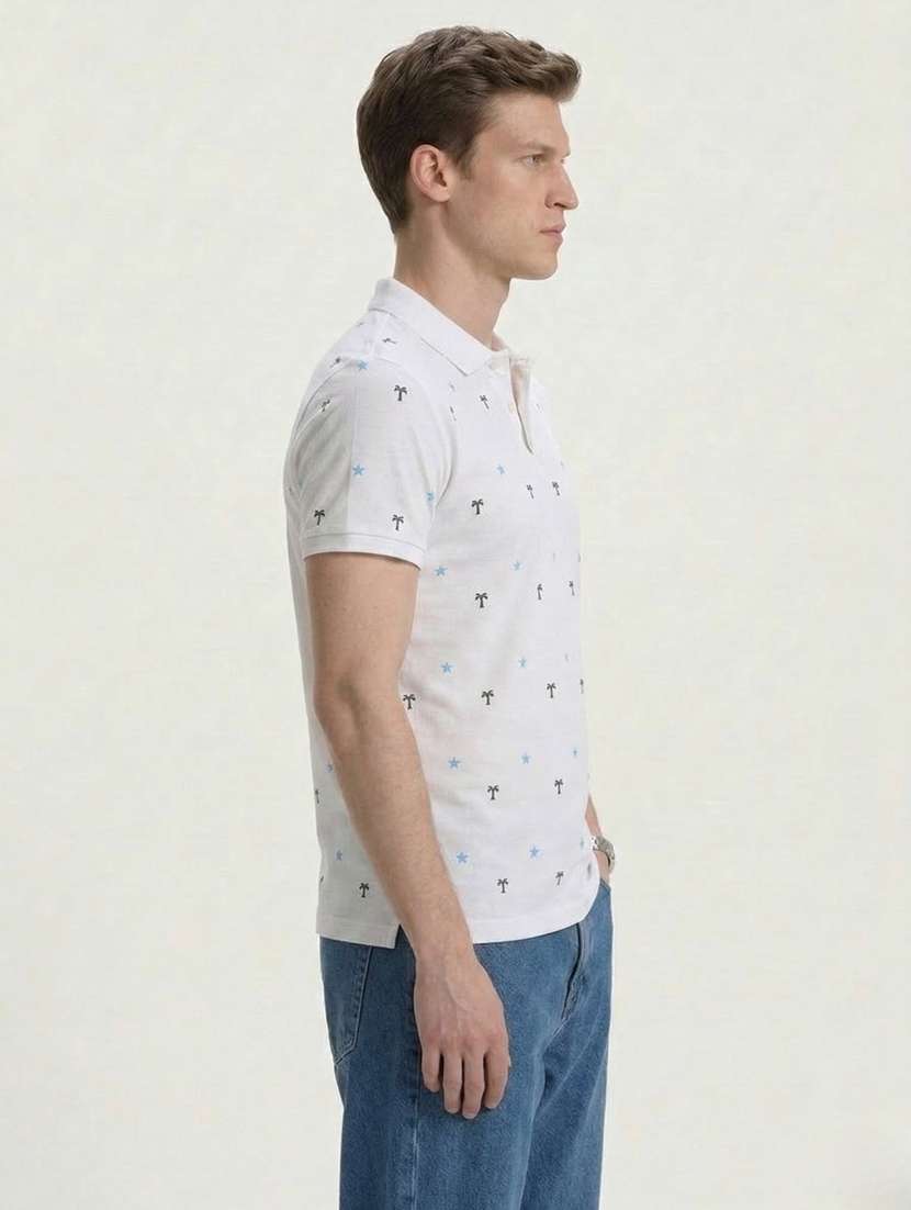 men printed short sleeve regular fit polo t-shirt - 22460683 -  Standard Image - 1