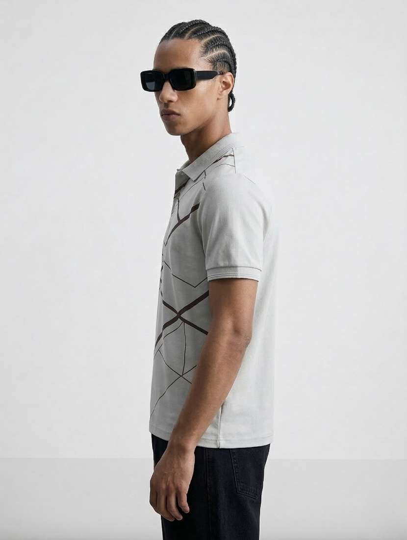 men printed short sleeve regular fit polo t-shirt - 22460688 -  Standard Image - 1