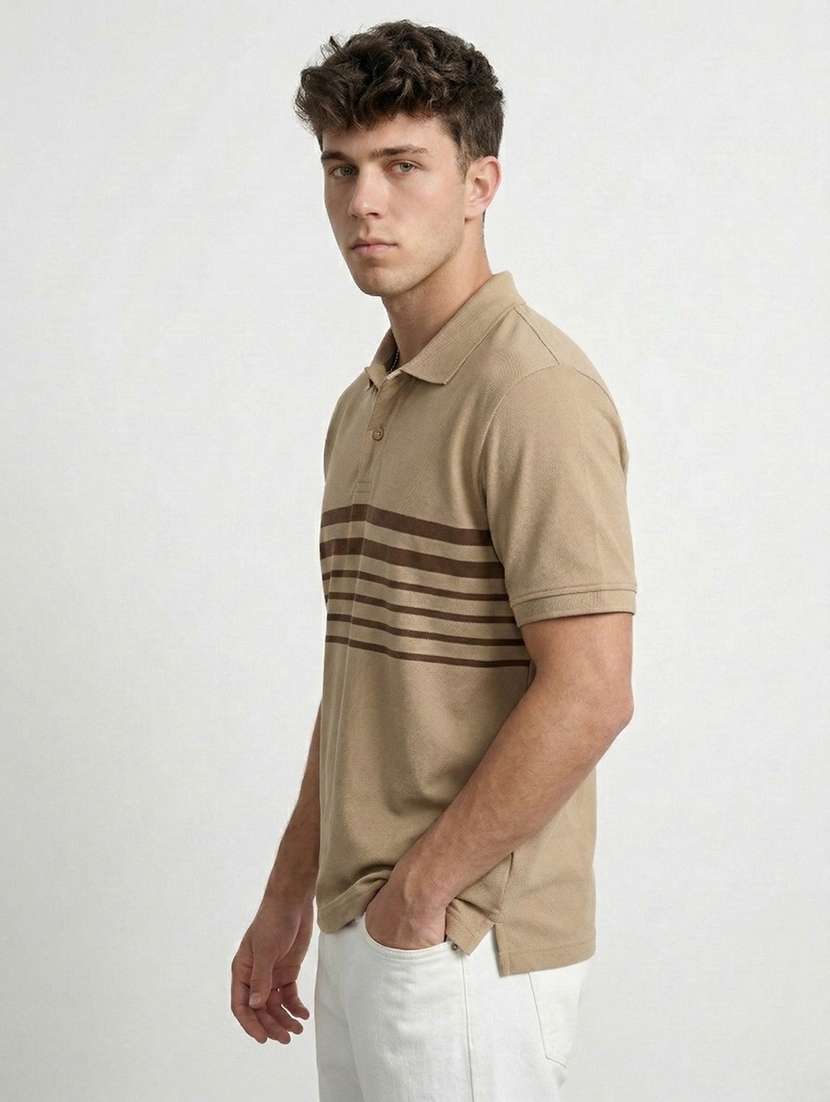 men striped short sleeve regular fit polo t-shirt - 22460690 -  Standard Image - 1