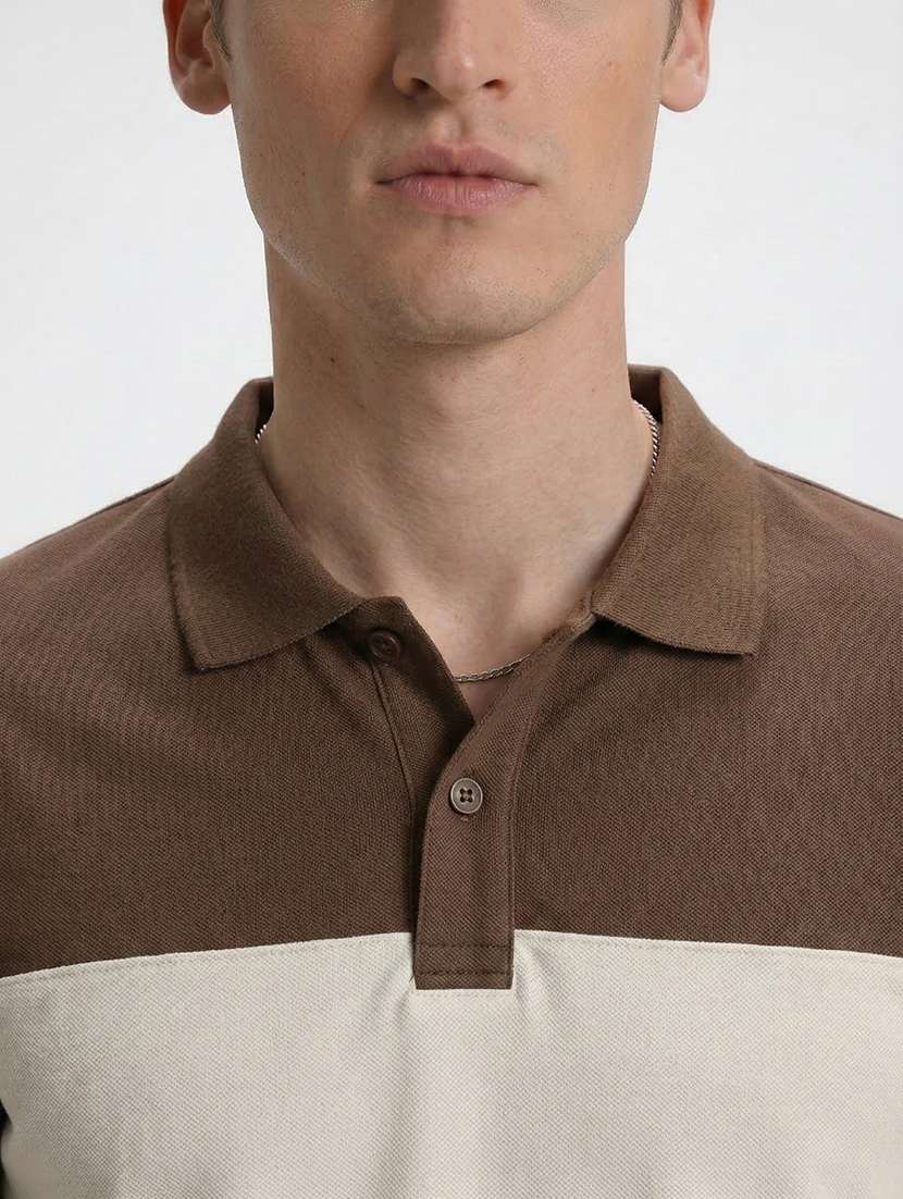 men color block short sleeve regular fit polo t-shirt - 22460733 -  Standard Image - 1