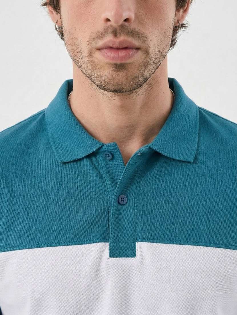 men color block short sleeve regular fit polo t-shirt - 22460734 -  Standard Image - 4