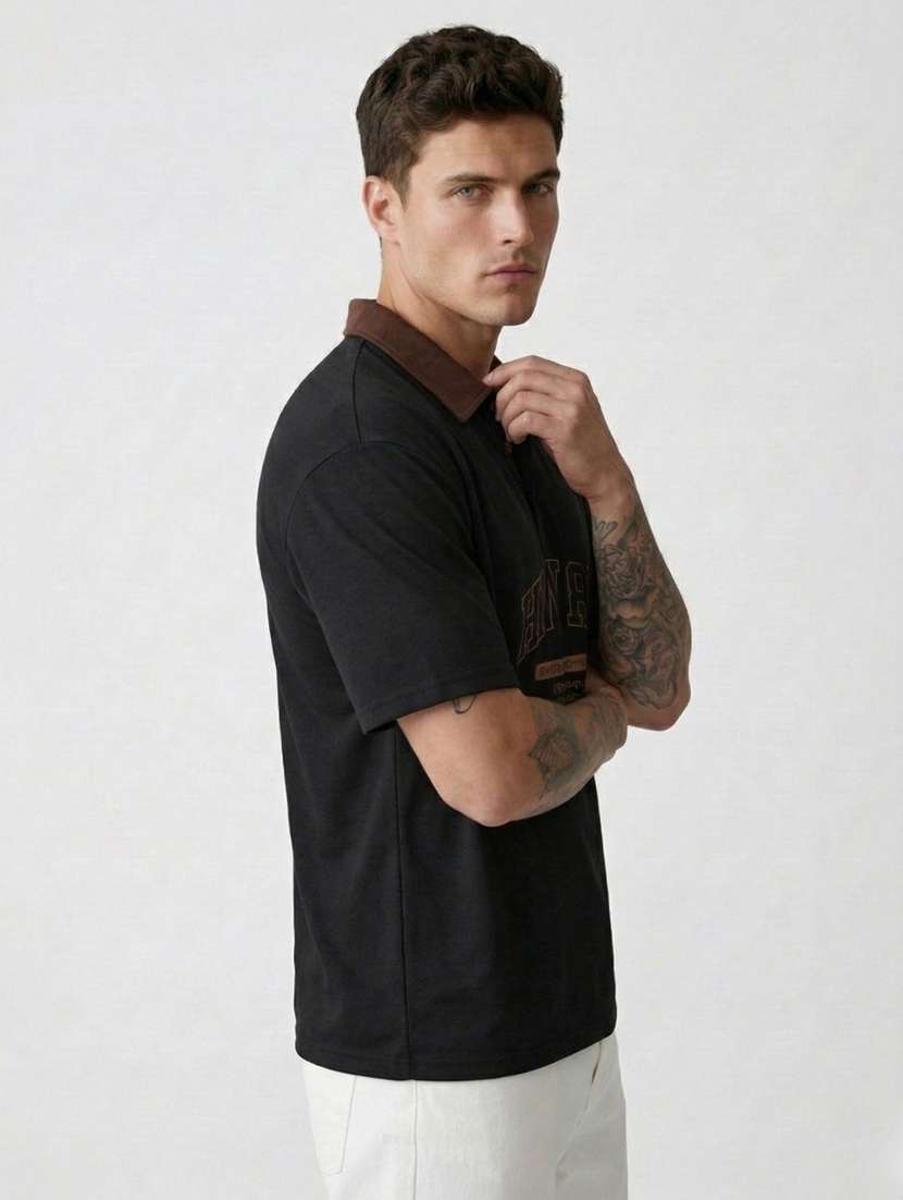 men typographic short sleeve regular fit polo t-shirt - 22460735 -  Standard Image - 1