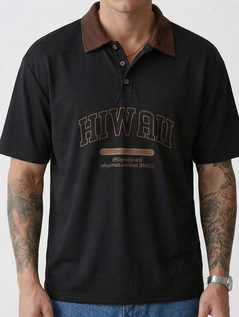 men typographic short sleeve regular fit polo t-shirt - 22460735 -  Standard Image - 4