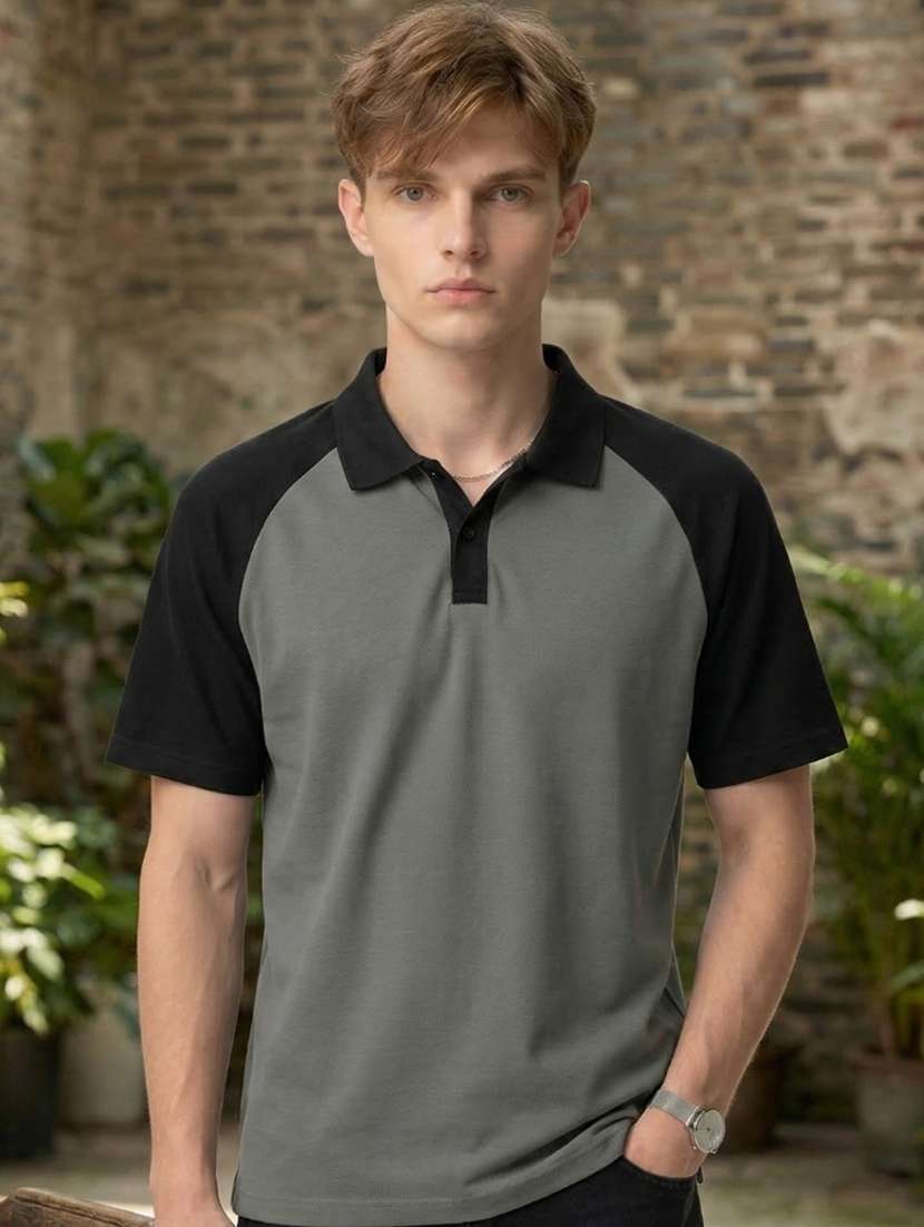 men color block short sleeve regular fit polo t-shirt